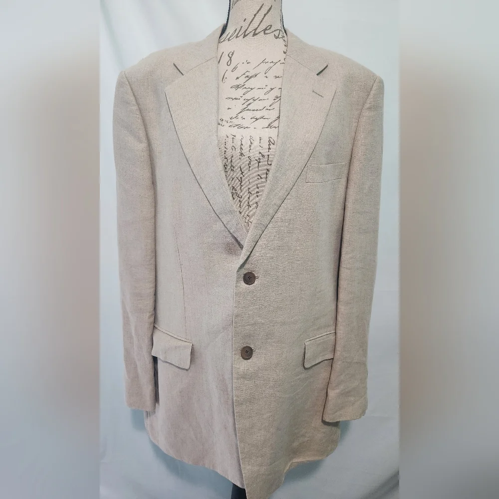 Vintage John W Nordstrom Ormezzano Beige Single Breasted Jacket. Size 46L